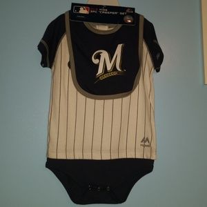 Milwaukee Brewers 3pc creeper set